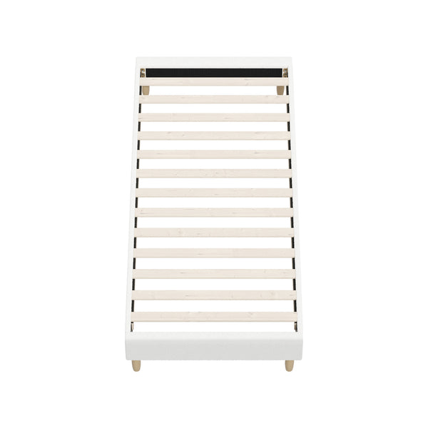 Oikiture White Boucle Bed Frame - Single