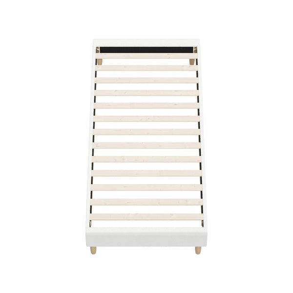 Oikiture White Boucle Bed Frame - Single