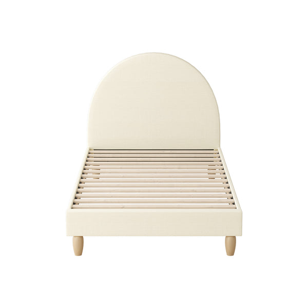 Oikiture Fabric Bed Frame - Beige - Single