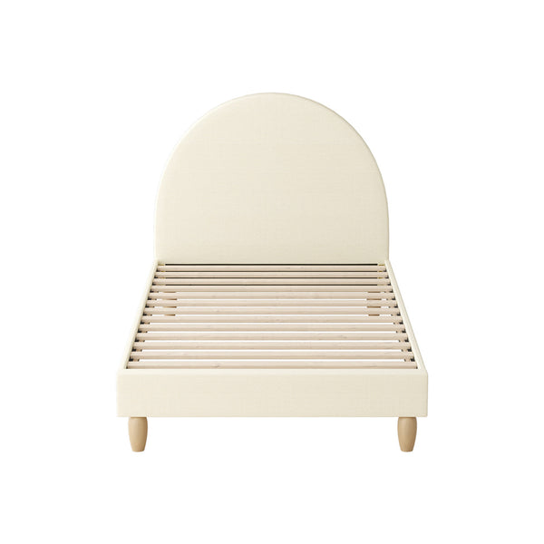 Oikiture Fabric Bed Frame - Beige - Single