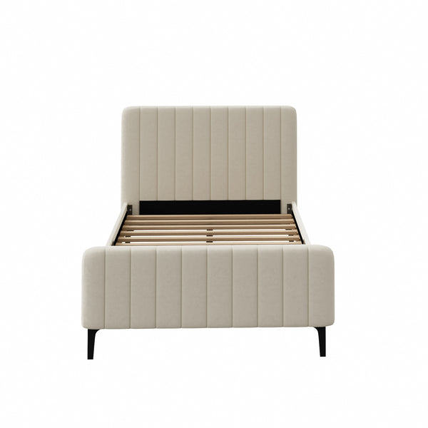 Oikiture Velvet Bed Frame - King Single