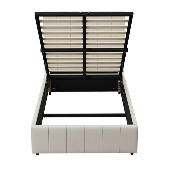 Oikiture Fabric Gas Lift Bed Frame - King Single