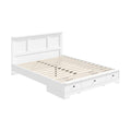 Oikiture Double Wooden Bed Frame Base with 4 Storage Drawers White