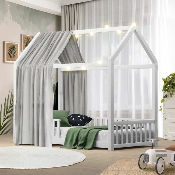 Oikiture Kids Wooden Bed Frame - House