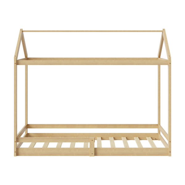 Oikiture Kids House Fence Bed Frame - Single