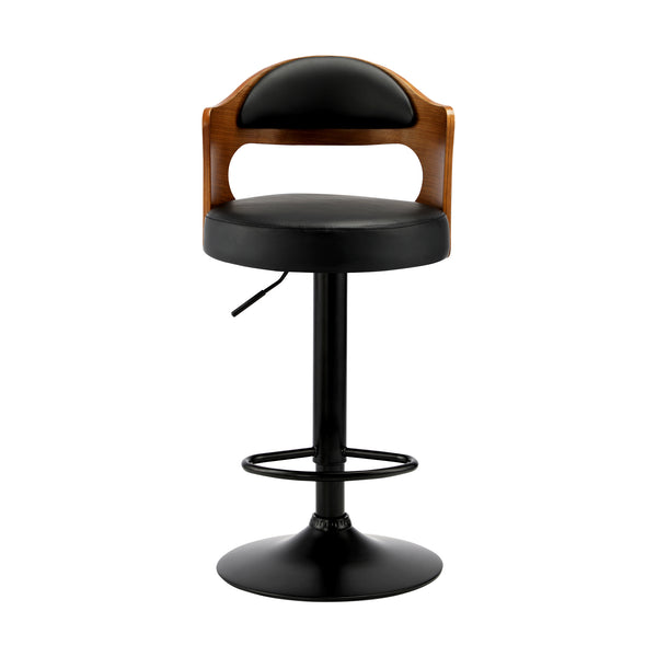 Oikiture Set of 2 PU Leather Bar Stools - Black