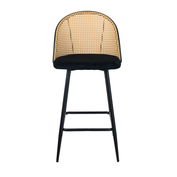 Oikiture Rattan Kitchen Bar Stool - Black