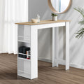 Oikiture Bar Table with Storage- White & Wood