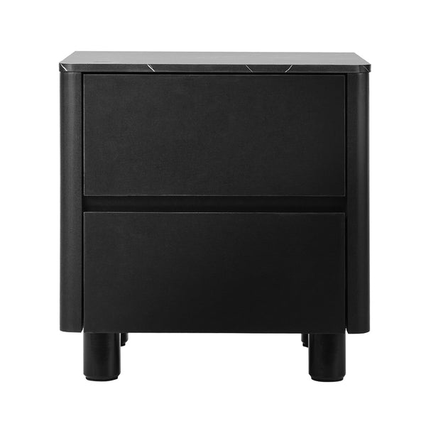 Oikiture 2-Drawer Bedside Table - Black
