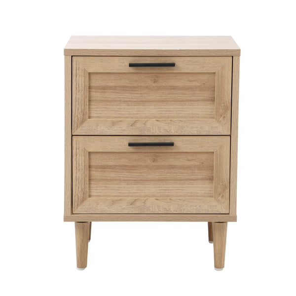 Oikiture 2-Drawer Bedside Storage Table - Natural