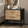 Oikiture Bedside Storage Table 2 Drawer