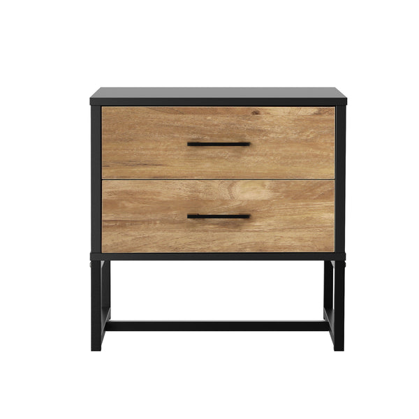 Oikiture Bedside Storage Table - 2-Drawer - Single