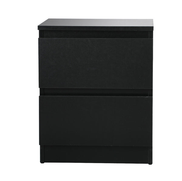 Oikiture Bedside Storage Table - 2-Drawer - Puri - Black