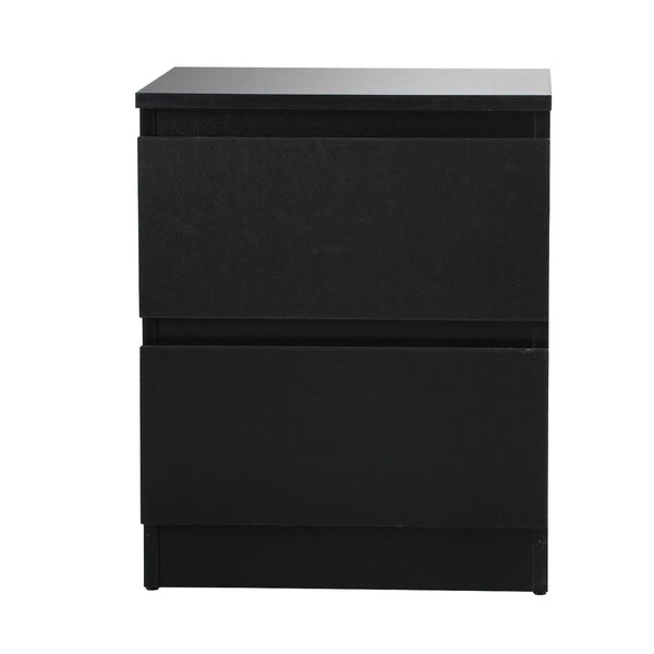 Oikiture Bedside Storage Table - 2-Drawer - Puri - Black