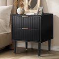 Oikiture Bedside Table 2 Drawers Black