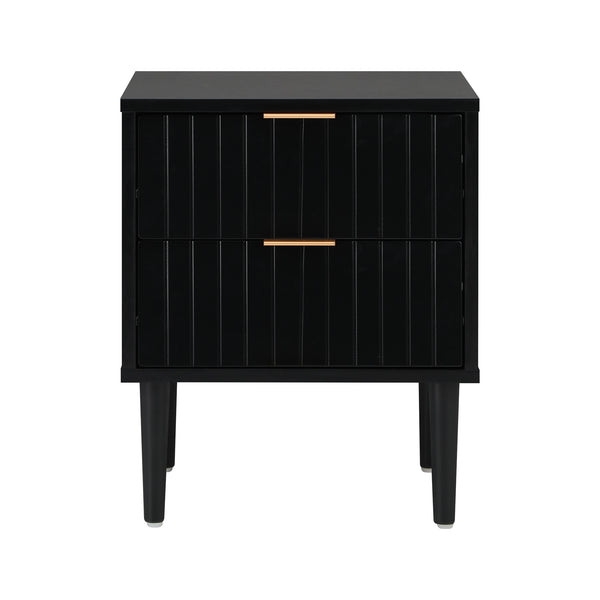 Oikiture Bedside Table - Black - 2-Drawer - Puti - Single
