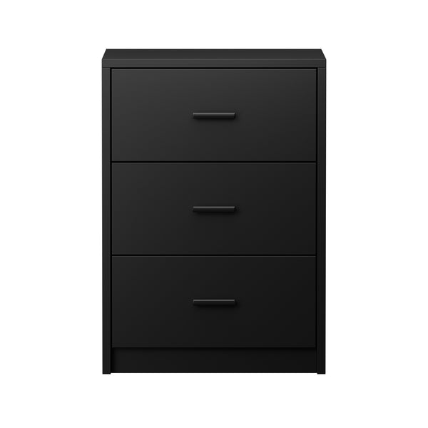Oikiture Bedside Table - 3-Drawer - Sunne - Black