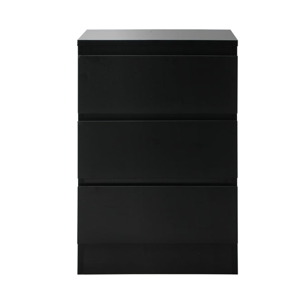 Oikiture Bedside Table - 3-Drawer - Black