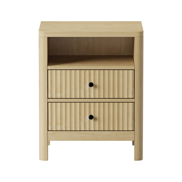 Oikiture 2-Drawer Bedside Table - Single