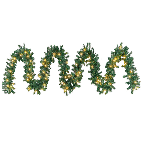 Tinseltown 10M LED Pre Lit Christmas Garland Door Stairs Fireplace Decor Green