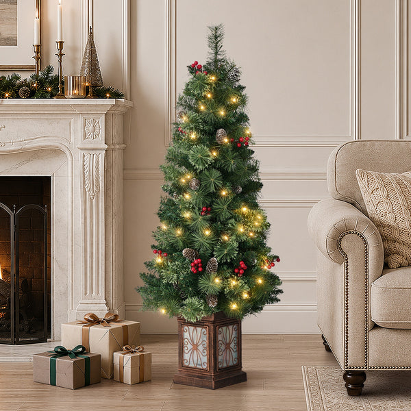 Tinseltown LED Christmas Tree 8 Flash Modes Battery Powered 120cm Green