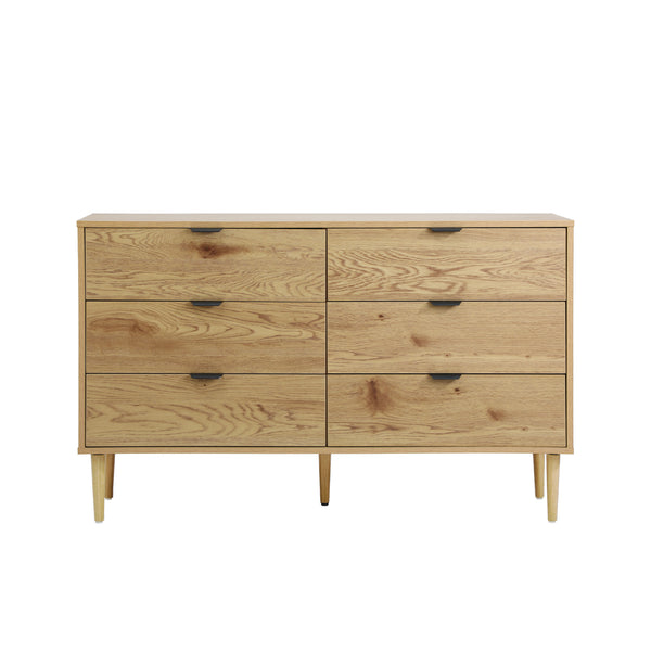 Oikiture 6 Chest of Drawers Lowboy Dresser Storage Cabinet Natural - product image 3