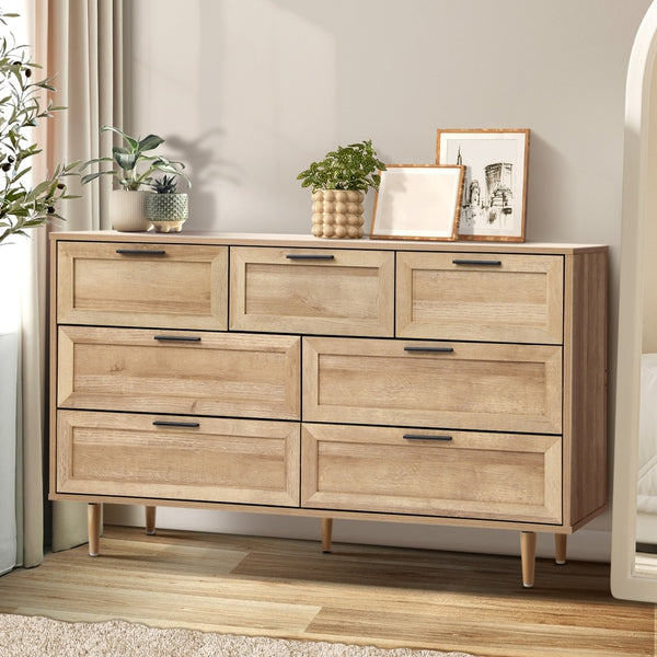 Oikiture 7-Drawer Chest of Drawers - Natural