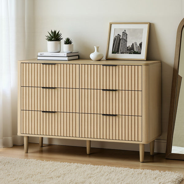 Oikiture 6-Drawer Chest of Drawers - Natural