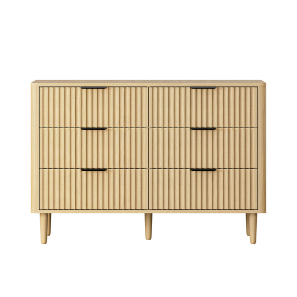 Oikiture 6-Drawer Chest of Drawers - Natural