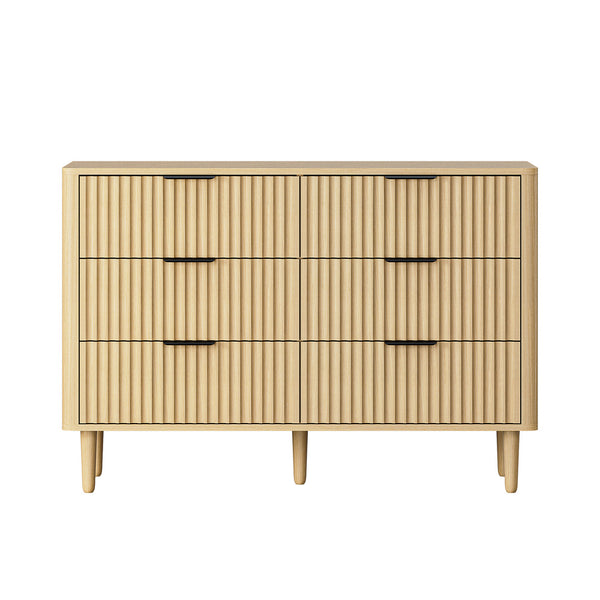 Oikiture 6-Drawer Chest of Drawers - Natural
