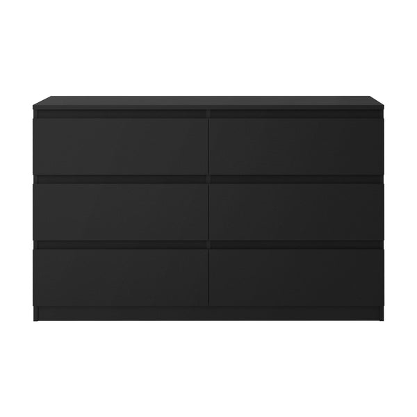 Oikiture 6-Drawer Chest of Drawers - Black