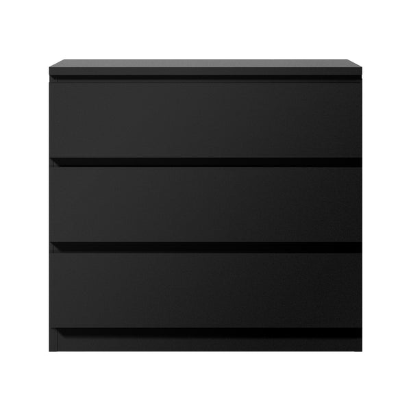 Oikiture 3-Drawer Chest of Drawers - Black