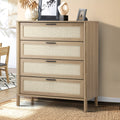 Oikiture 4 Drawer Rattan Chest of Drawers