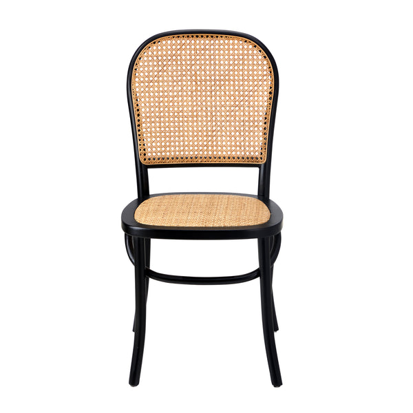 Oikiture Rattan Dining Chair - Black
