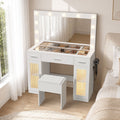 Oikiture Dressing Table Set with LED Bulbs & Drawers White