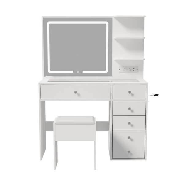 Oikiture Make Up Table Set with LED Lights & 5 Drawers White - product image 3