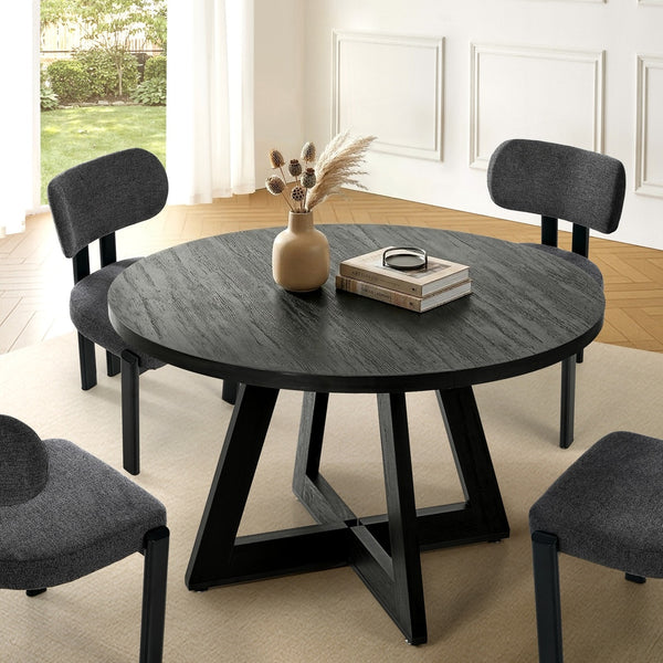 Oikiture 120cm Round Dining Table - Black