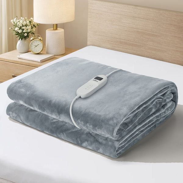 Bedra Bedding Heated Electric Throw Rug - Grey - Light Grey