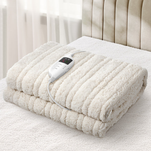 Bedra Bedding Sherpa Heated Electric Throw Rug - Burgundy