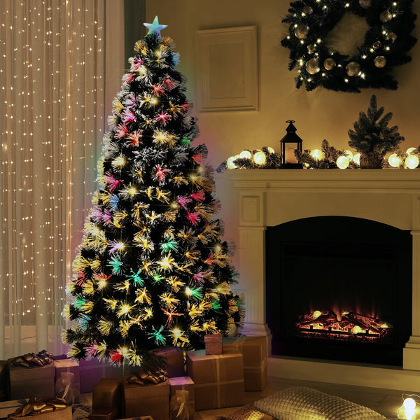 Tinseltown LED Christmas Tree 1.8M Optic Fibre Snow Multi Colour