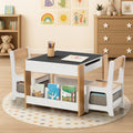 Oikiture Kid Table Set - White & Wood - Storage