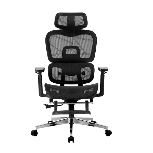 Oikiture Office Chair with Footrest - Black