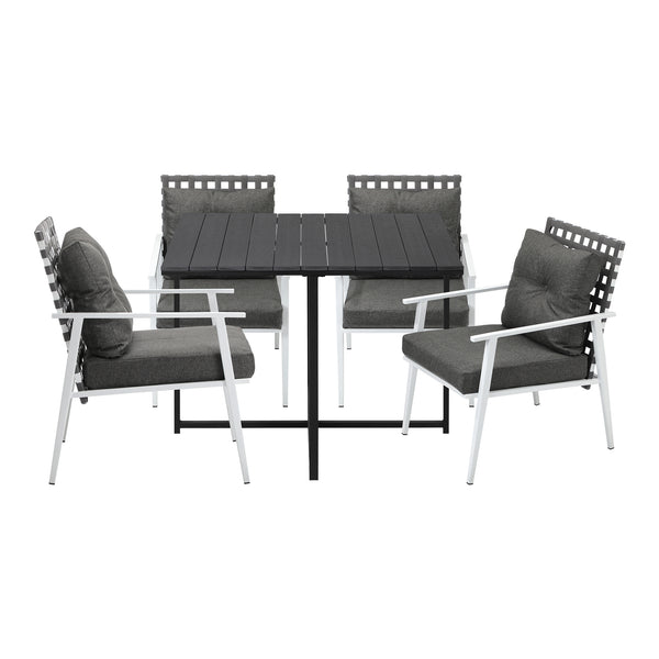 Livsip 5PCS Outdoor Dining Set Black Table Rattan White Chairs - product image 3