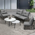 Livsip 6PCS Outdoor Sofa Lounge Set Table and Chairs Patio Grey