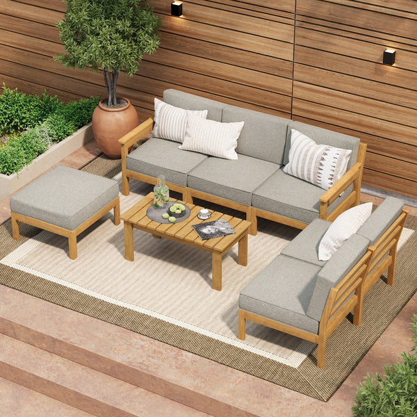 Livsip PLAYA 7PCS Outdoor Sofa Lounge Furniture Set Patio Beige