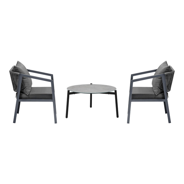 Livsip 3PCS Outdoor Patio Lounge Furniture Set 70cm Coffee Table Grey - product image 3