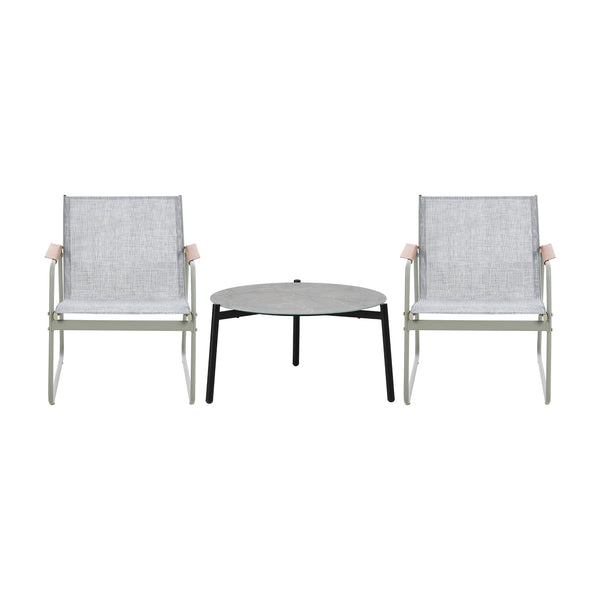 Livsip 3PCS Outdoor Bistro Set Textilene Chairs 70cm Coffee Table Grey - product image 3