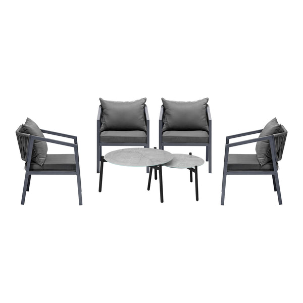 Livsip 6PCS Outdoor Patio Lounge Furniture Set 70cm Coffee Table Grey - product image 3