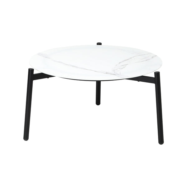 Livsip 50cm Round Marble Effect Coffee Table Metal Base White - product image 3