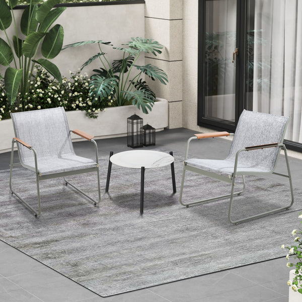 Livsip 3PCS Outdoor Bistro Set Textilene Chairs 50cm Coffee Table White